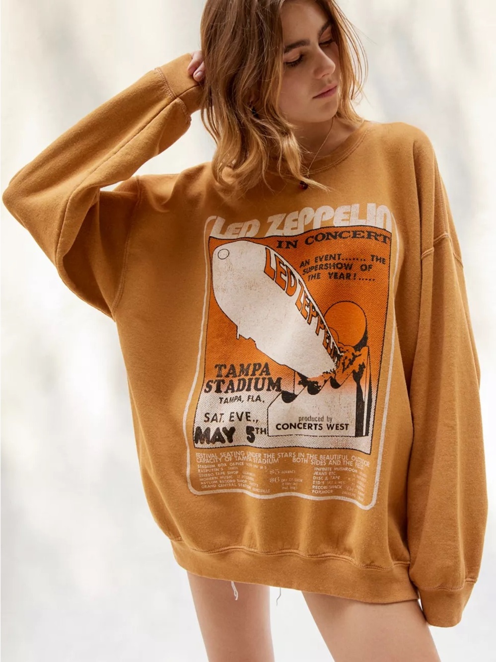 Urban Outfitters Led Zeppelin Poster Pullover Sweatshirt Oversized Size S/M